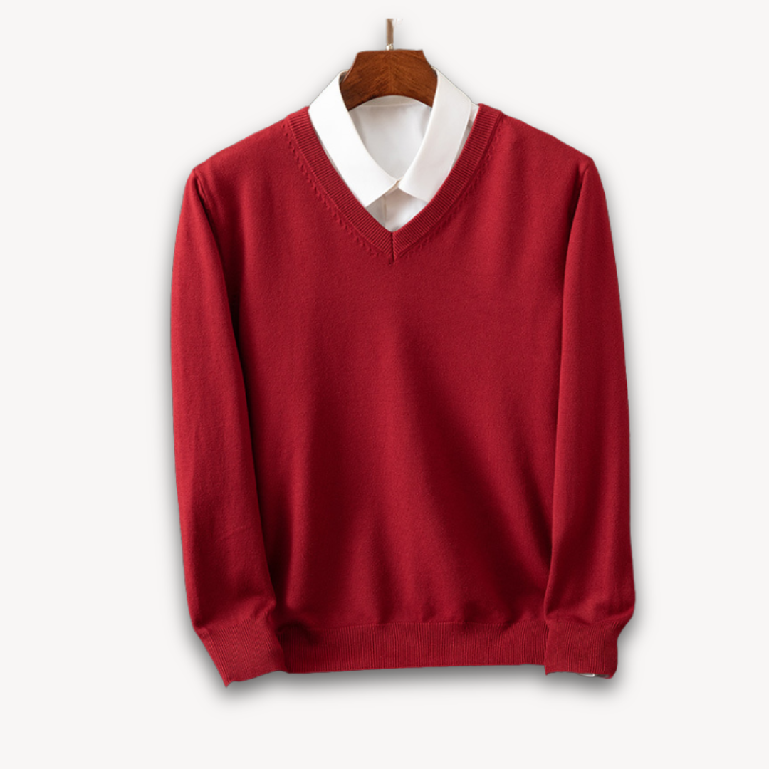 Street-Wave Men's V Neck Slim Fit Sweater In Soft Knit With Ribbed Edges For Versatile Style