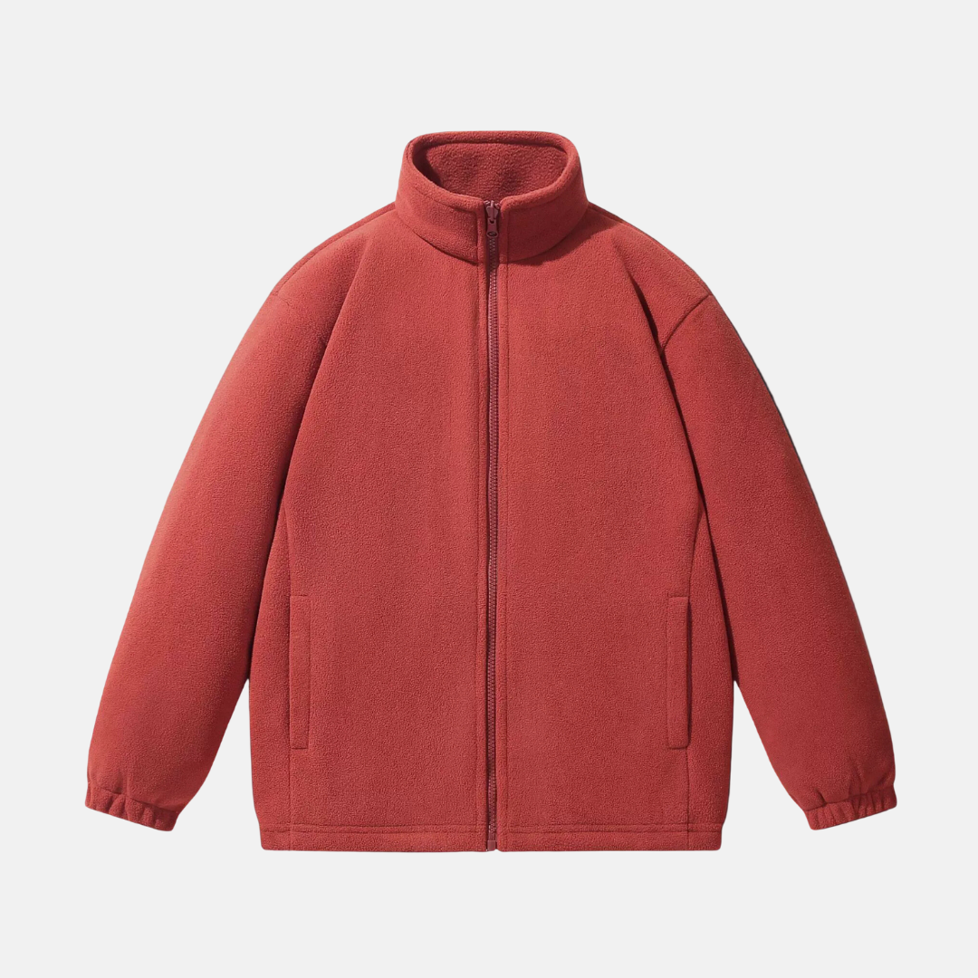 Men's Fleece Jacket With Stand Up Collar Full Zip Relaxed Fit Winter Outerwear By Street-Wave