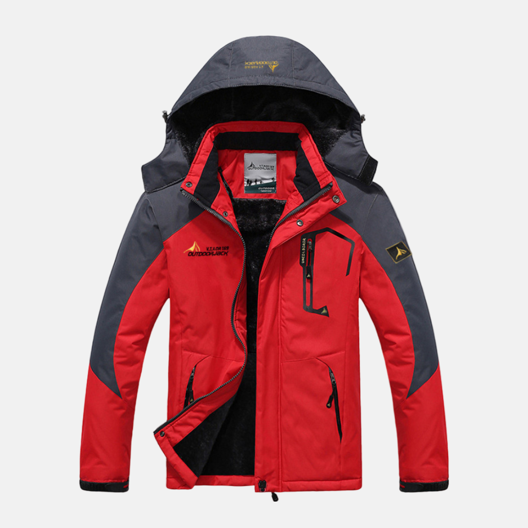 Mens Hooded Woven Shell Jacket With Stand Up Collar And Plush Fleece Lining For Winter Weather Relaxed Fit Hip Length