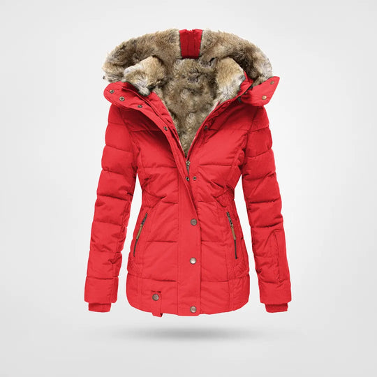 Street-wave Women's Cozy Puffer Coat With Fur-Lined Hood For Winter Warmth And Comfort