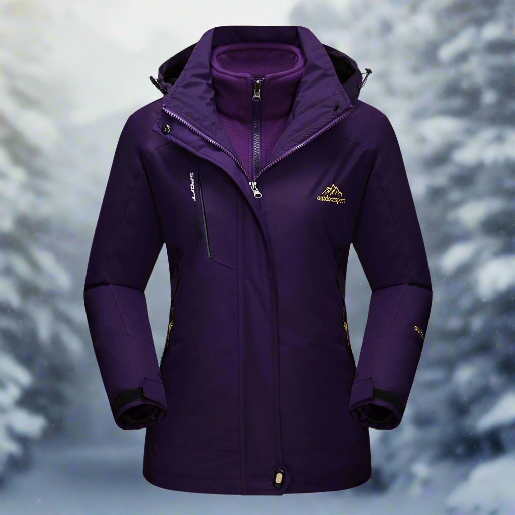 Street-wave Womens Waterproof Windproof Ski Jacket With Insulated Lining Detachable Hood Adjustable Cuffs