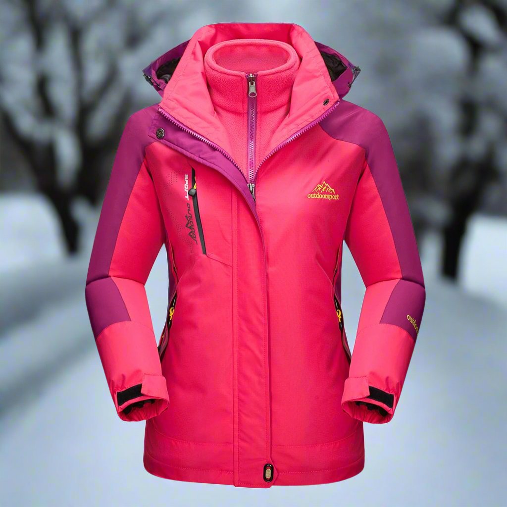 Street-wave Womens Waterproof Windproof Ski Jacket With Insulated Lining Detachable Hood Adjustable Cuffs