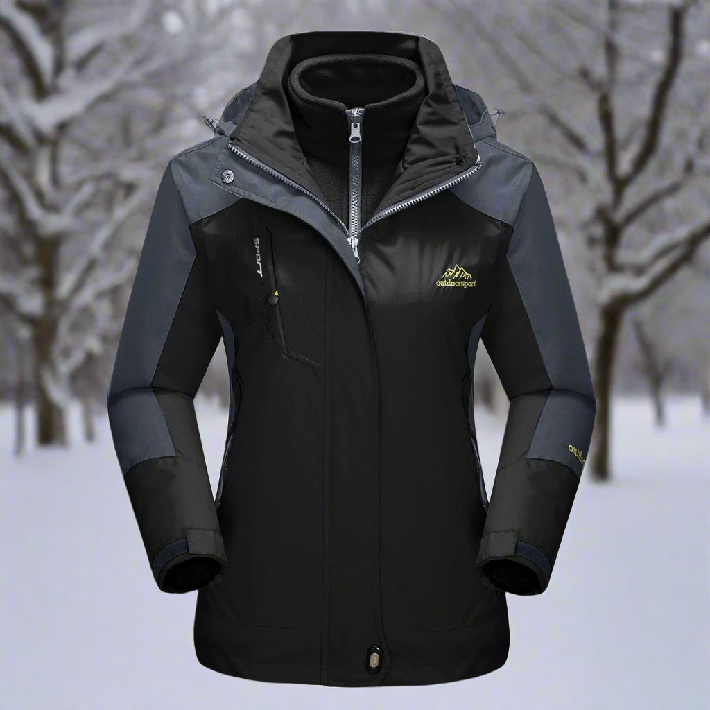 Street-wave Womens Waterproof Windproof Ski Jacket With Insulated Lining Detachable Hood Adjustable Cuffs
