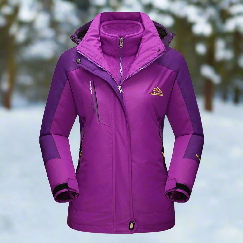 Street-wave Womens Waterproof Windproof Ski Jacket With Insulated Lining Detachable Hood Adjustable Cuffs