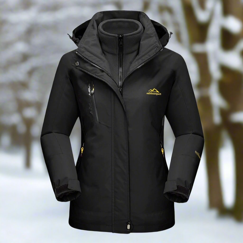 Street-wave Womens Waterproof Windproof Ski Jacket With Insulated Lining Detachable Hood Adjustable Cuffs