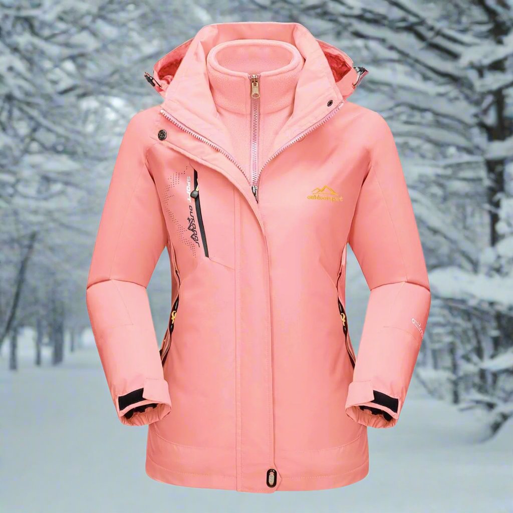Street-wave Womens Waterproof Windproof Ski Jacket With Insulated Lining Detachable Hood Adjustable Cuffs