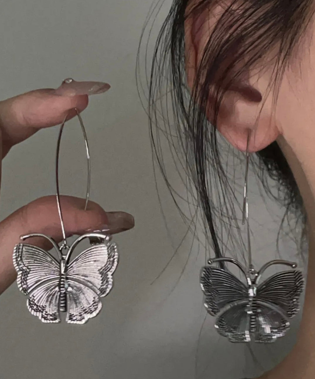 Boucles d'oreilles pendantes papillon rétro en argent 925 - Street-Wave