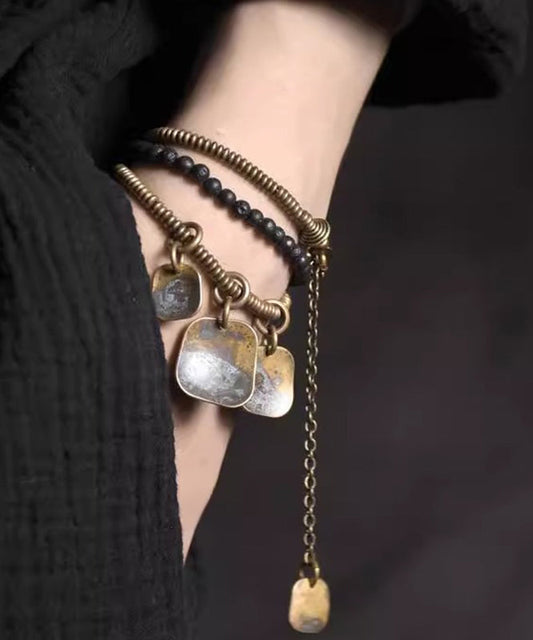 Bracelet à breloques rétro en perles de cuivre pour hommes, design unisexe - Street-Wave