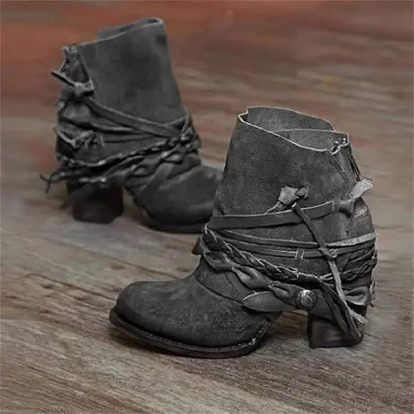 Street Wave Retro Cowboy Ankle Boots Women Comfort