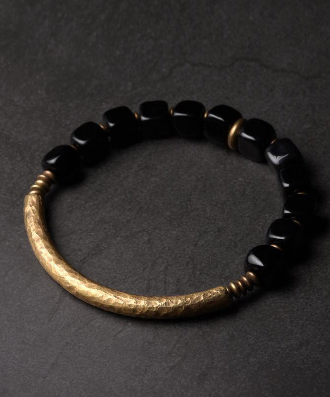 Bracelet rétro en obsidienne dorée et cuivre - Street-Wave