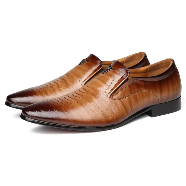 Street-Wave Trilucent Retro Mens Loafers Premium Leather Pointed Toe Office Ready