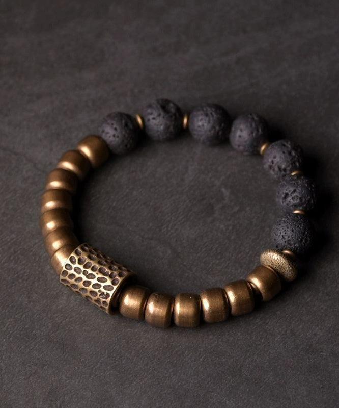 Bracelet rétro pour homme avec perles en or antique et blocs de couleurs - Street-Wave