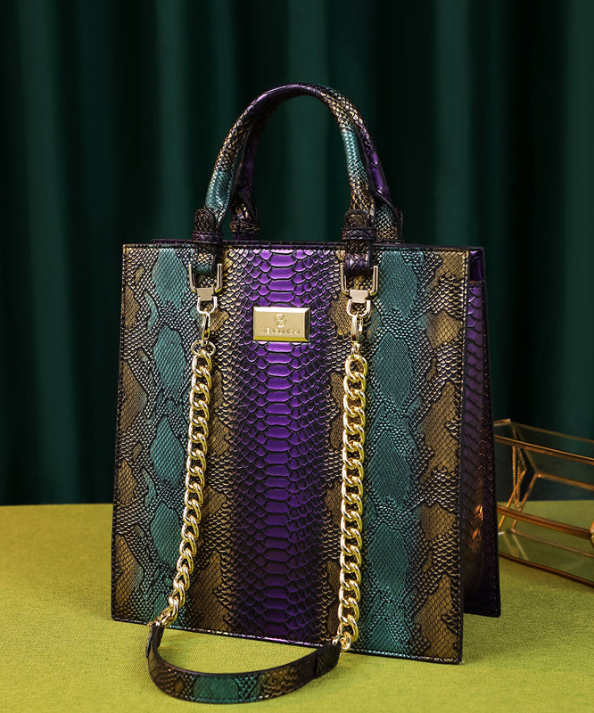 Sac fourre-tout rétro de grande capacité en serpentine de couleurs mélangées - Street-Wave