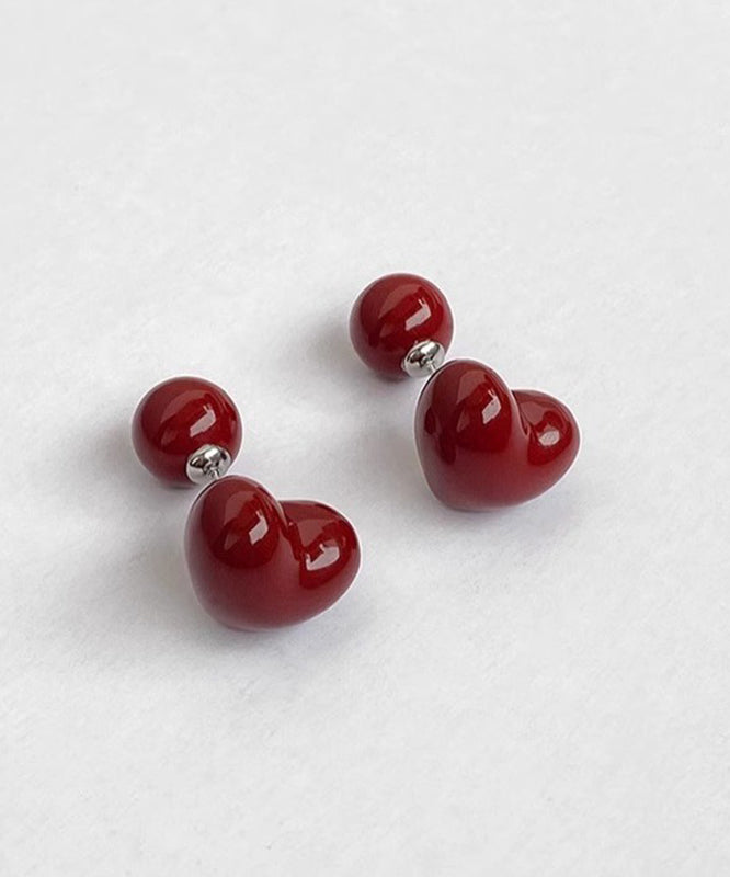 Boucles d'oreilles à tige rétro en argent sterling avec surdorure Love Glaze - Street-Wave