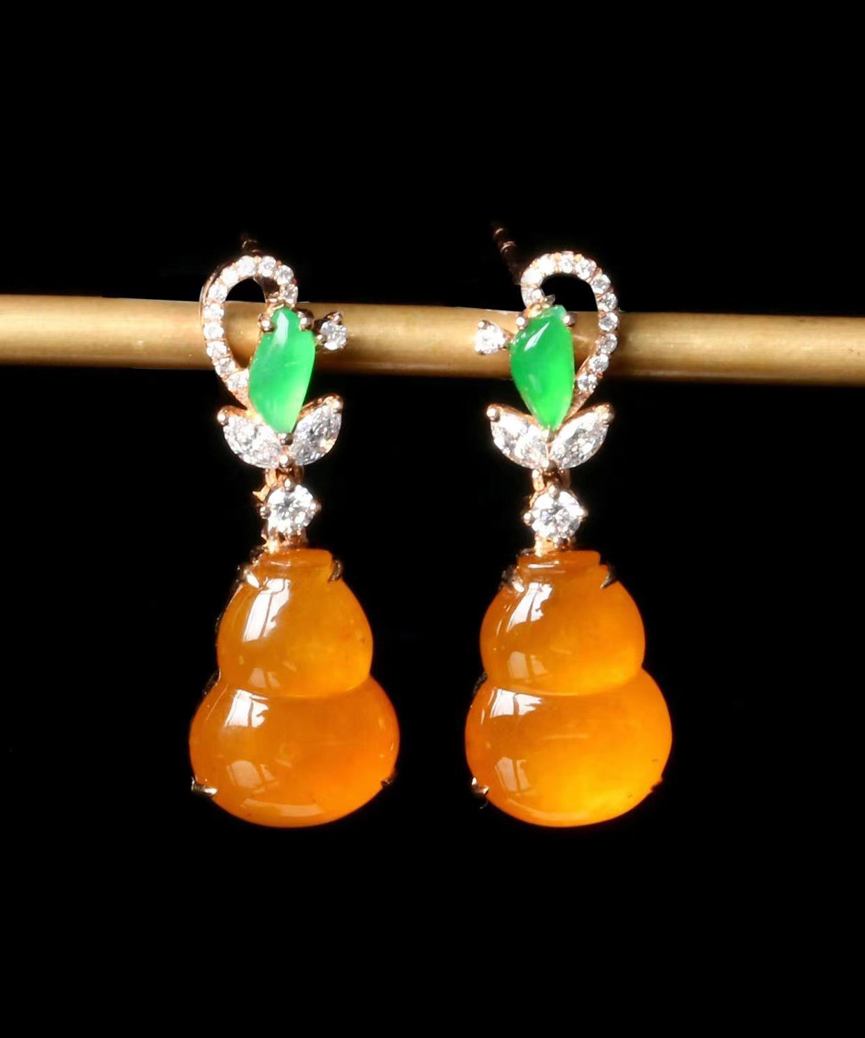 Boucles d'oreilles pendantes en calcédoine rétro orange en argent sterling surdoré - Street-Wave