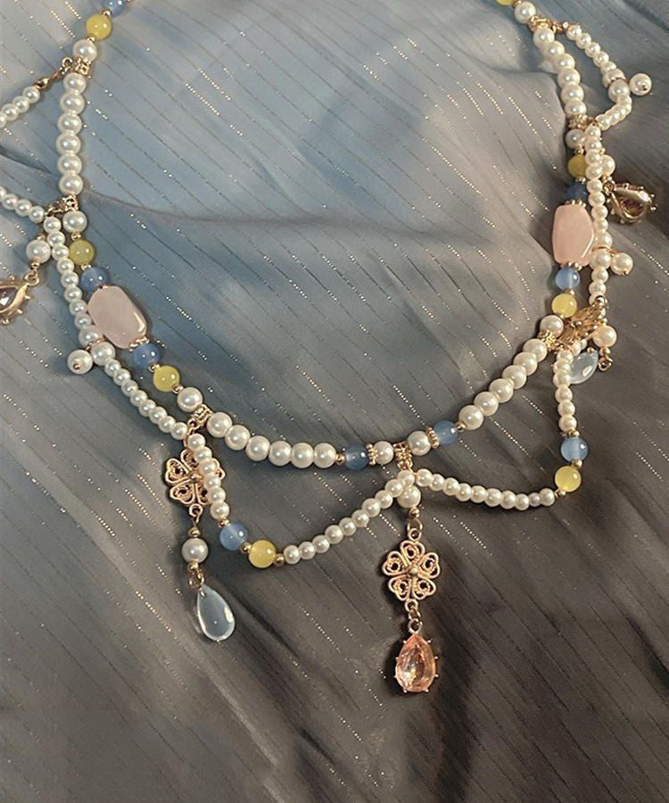Collier pendentif goutte d'eau en alliage de cristal et perles de verre rétro arc-en-ciel - Street-Wave
