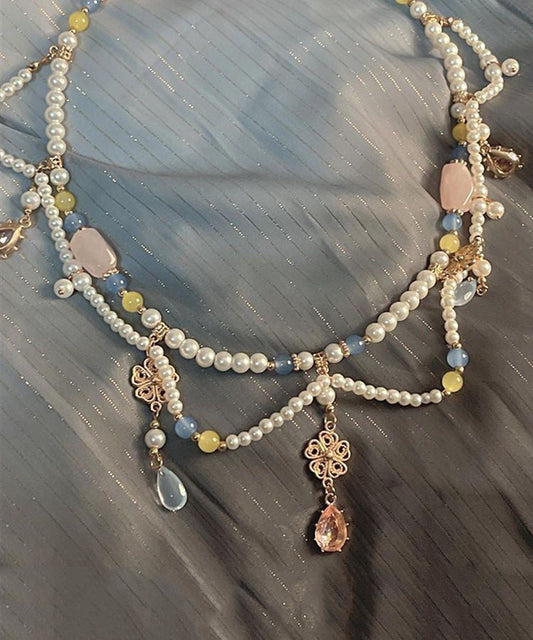 Collier pendentif goutte d'eau en alliage de cristal et perles de verre rétro arc-en-ciel - Street-Wave