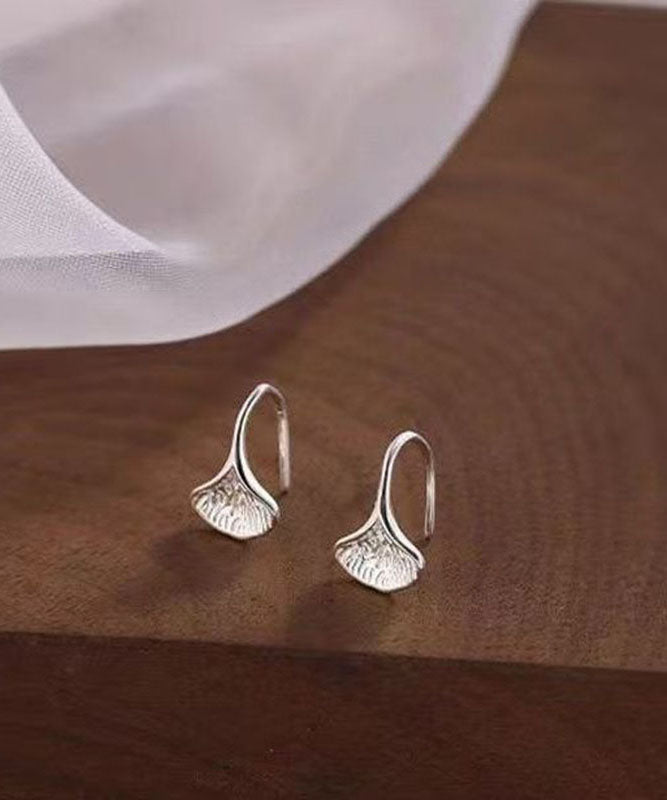 Boucles d'oreilles créoles rétro en argent sterling et soie avec feuilles - Street-Wave