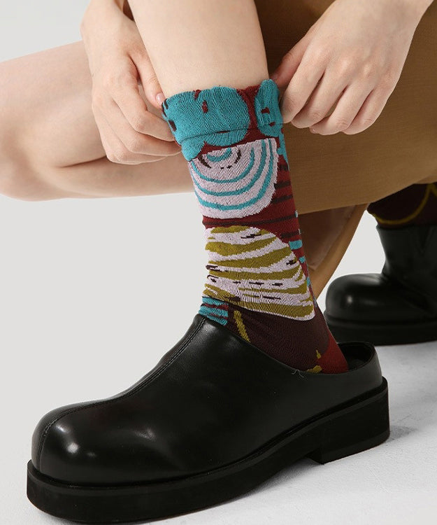 Chaussettes mi-mollet rétro polyvalentes en coton jacquard - Street-Wave