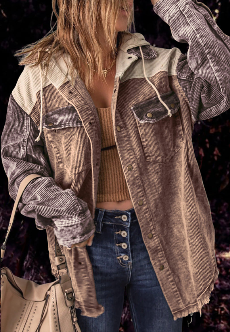 Streetwave Retro Corduroy Jacket With Hoodie For Trendsetting Adults Bold Vintage Streetwear