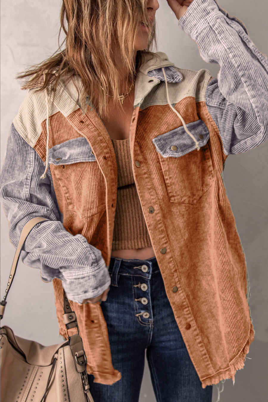 Streetwave Retro Corduroy Jacket With Hoodie For Trendsetting Adults Bold Vintage Streetwear