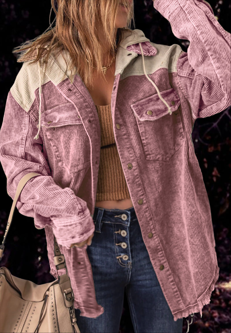 Streetwave Retro Corduroy Jacket With Hoodie For Trendsetting Adults Bold Vintage Streetwear