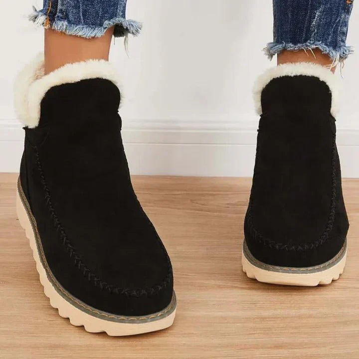 Street-wave Warm Retro Thick-Soled Snow Boots With Shearling Lining For Women Ideal For Everyday Winter Wear