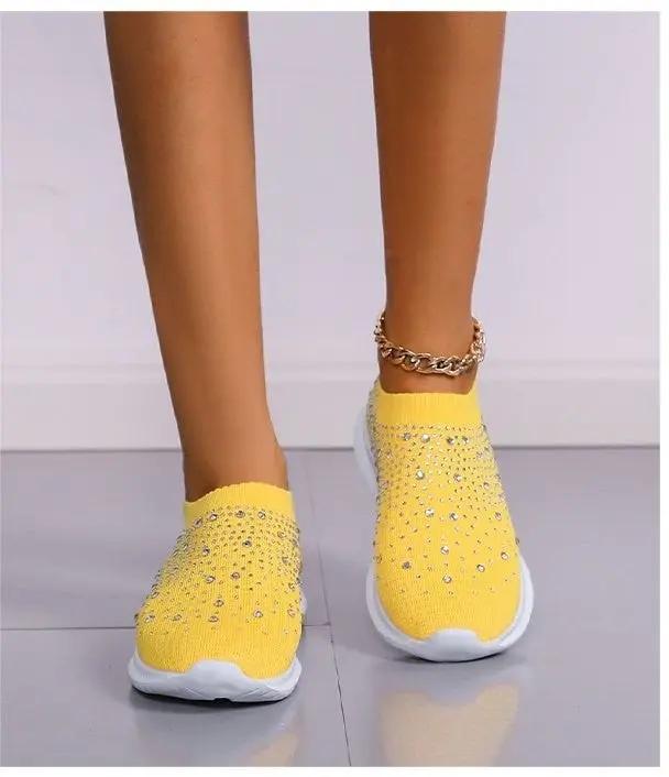 Rhinestone Slip On Sneakers Street Wave For Women Lightweight Comfort