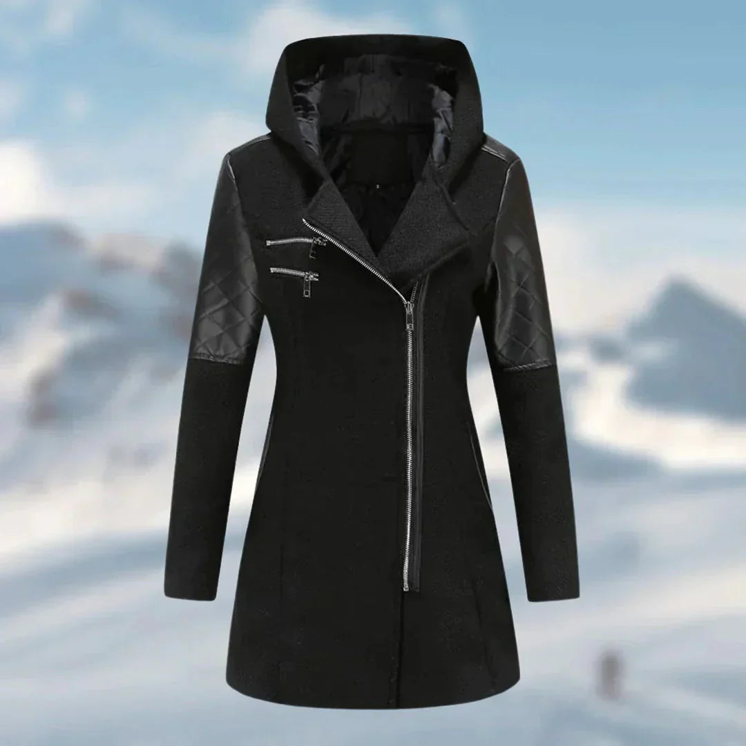 Street-wave Aila Long Winter Coat With Hood For Women Warmth Durability Chic Tweed Design