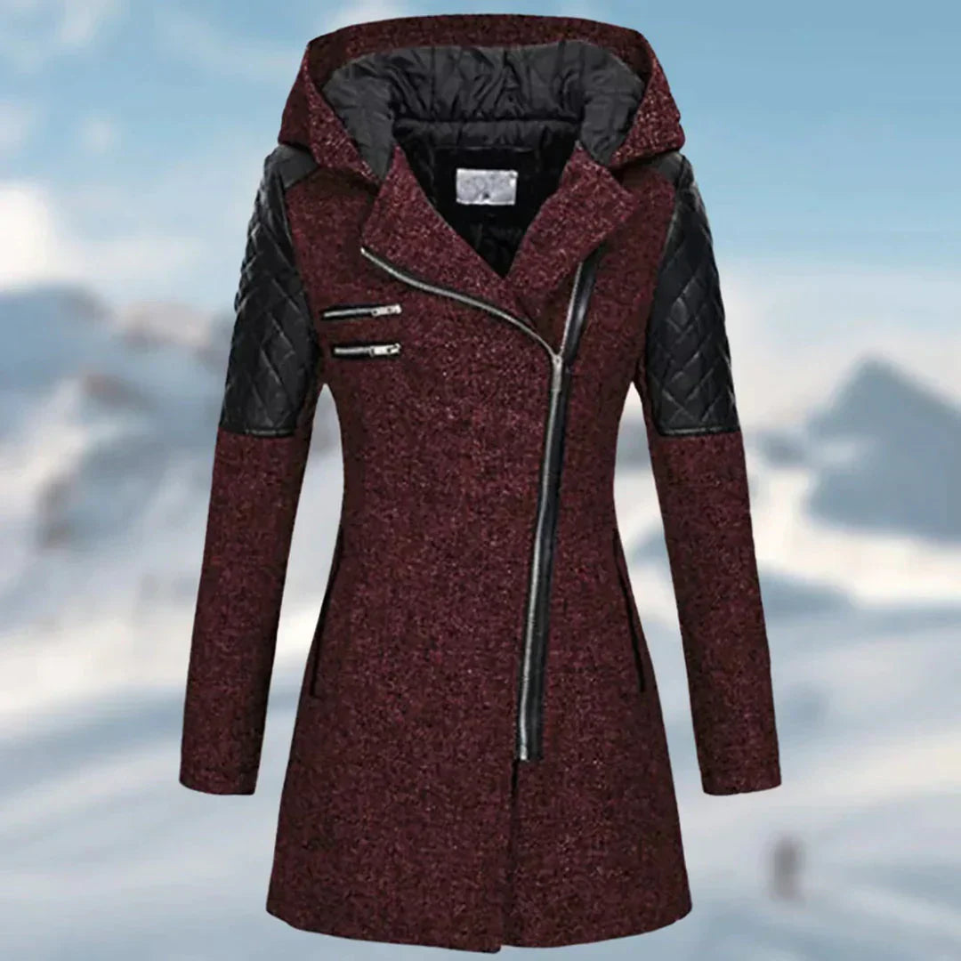 Street-wave Aila Long Winter Coat With Hood For Women Warmth Durability Chic Tweed Design