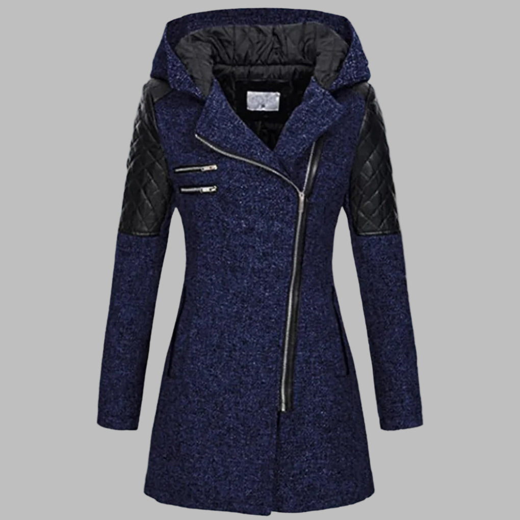 Street-wave Long Winter Coat With Hood For Women Tailored Wool Blend Chic Weather Shield