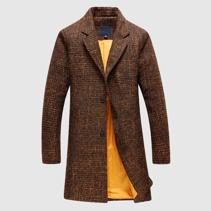 Street-Wave Men's Wool Coat Tailored Fit Notched Lapel