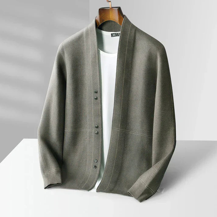 Mens Cardigan With Wool Texture Relaxed Fit Button Front Lightweight Layering Nordisk Flair By Street-Wave
