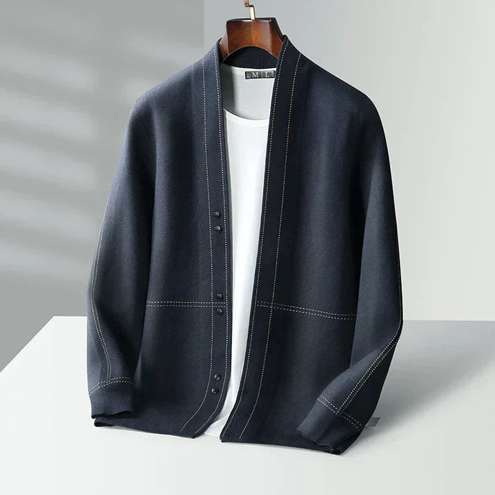 Mens Cardigan With Wool Texture Relaxed Fit Button Front Lightweight Layering Nordisk Flair By Street-Wave