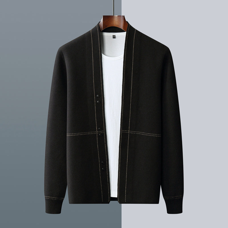 Street-Wave Wool Blend Cardigan For Men Button Closure Cozy