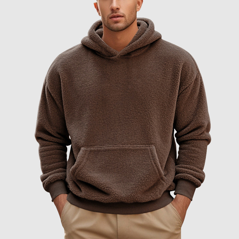 Mens Fleece Pullover Hoodie Relaxed Fit Street-Wave
