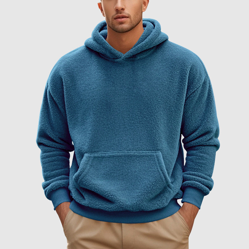 Mens Fleece Pullover Hoodie Relaxed Fit Street-Wave
