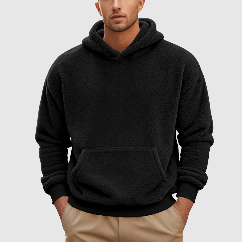 Mens Fleece Pullover Hoodie Relaxed Fit Street-Wave