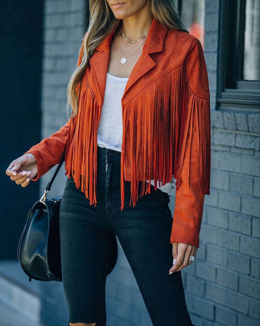 Streetwave Fringe Suede Jacket For Women Short Chic Western Style With Fringe Details