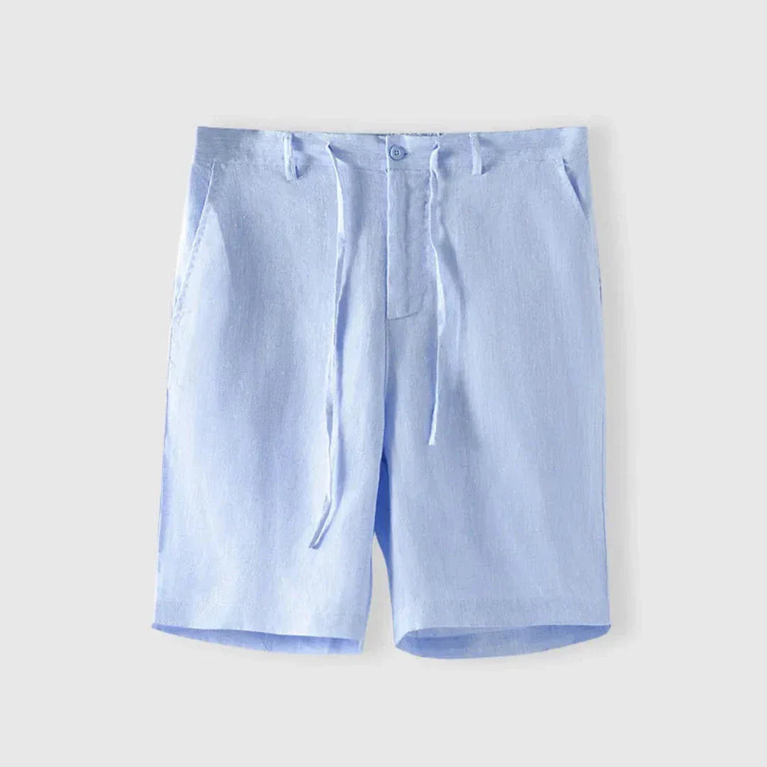 Street-Wave Rovie Drawstring Linen Shorts For Men Lightweight Breathable Relaxed Fit Summer Casual Wear