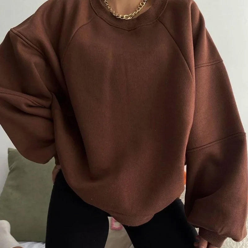 Street-wave Women's Oversized Crewneck Pullover Long Length Cozy Everyday Comfort