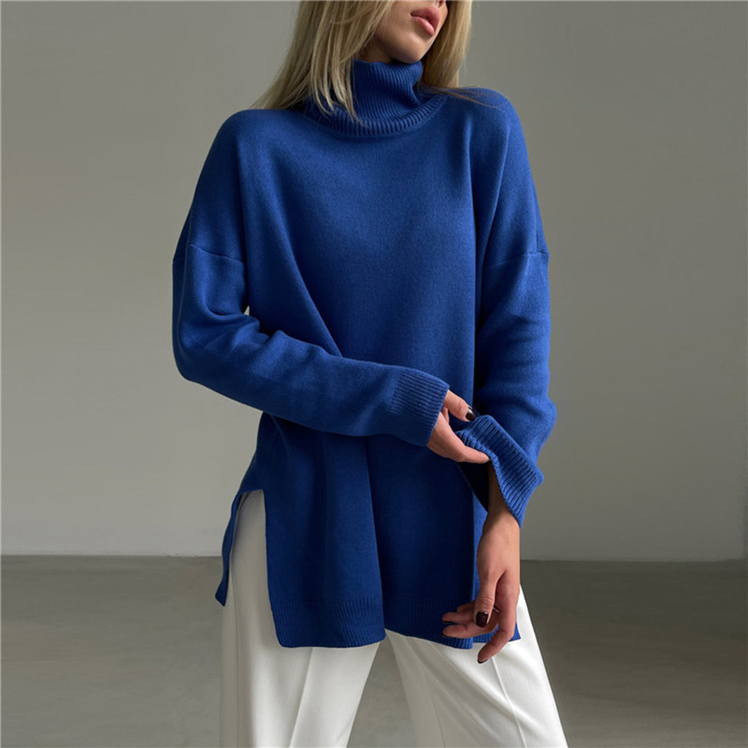 Street-Wave Turtleneck Sweater For Women Warm Cozy Soft Knit Long Sleeve Modern High Collar