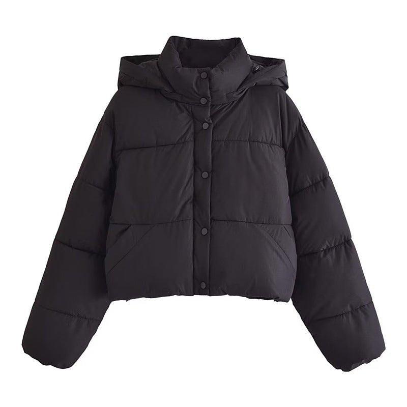 Street Wave Womens Cropped Hooded Puffer Jacket For Cold Weather Warmth And Modern Style