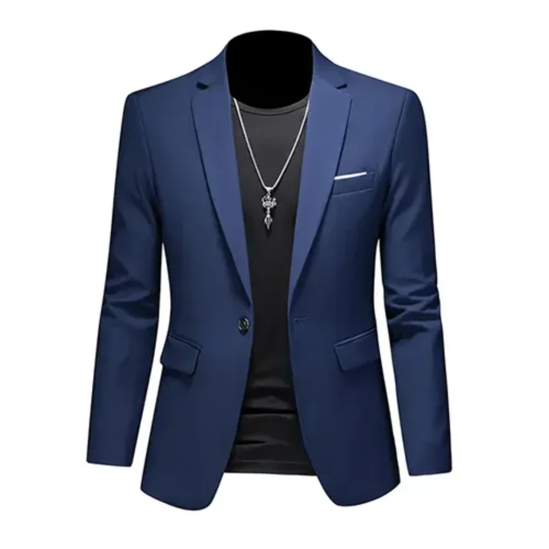 Street-Wave Slim Fit Blazer For Men Modern Versatile Tailored Jacket In Bright Blue For Smart Casual Looks