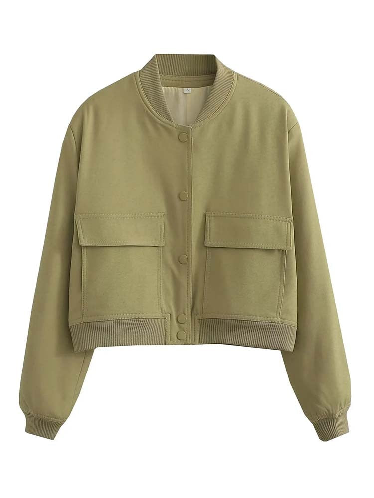 Street-wave Bomber Jacket With Zipper Detail For Women Modern Classic Streetwear