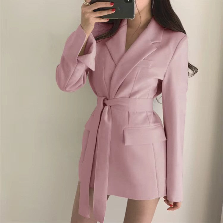 Street-Wave Belted Blazer for Women Elegant Structured Fit Cinched Waist Versatile Work to Evening