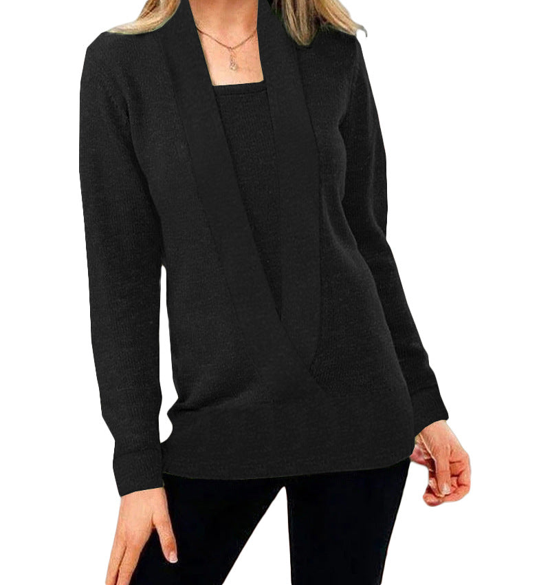 Street Wave Soft Knit Sweater Deep V Neck for Women Versatile Elegant Everyday Wear