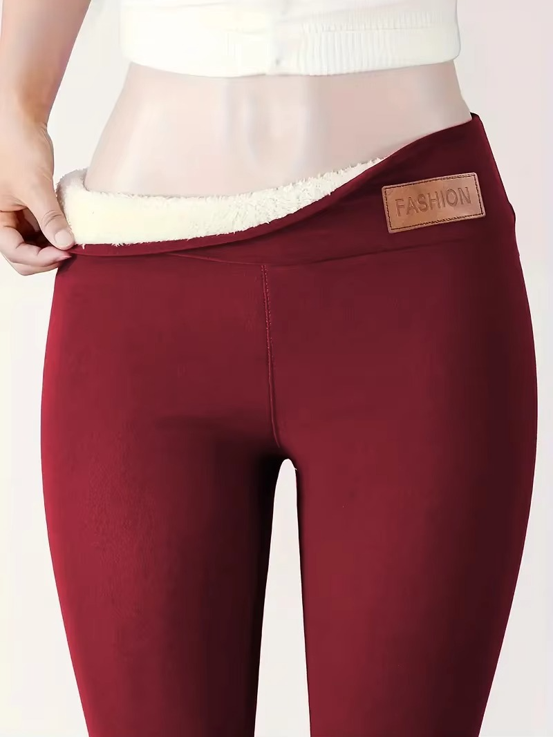 Women's Winter Warm Plush Leggings, Thermal Stretchy Casual Leggings For Cold Weather