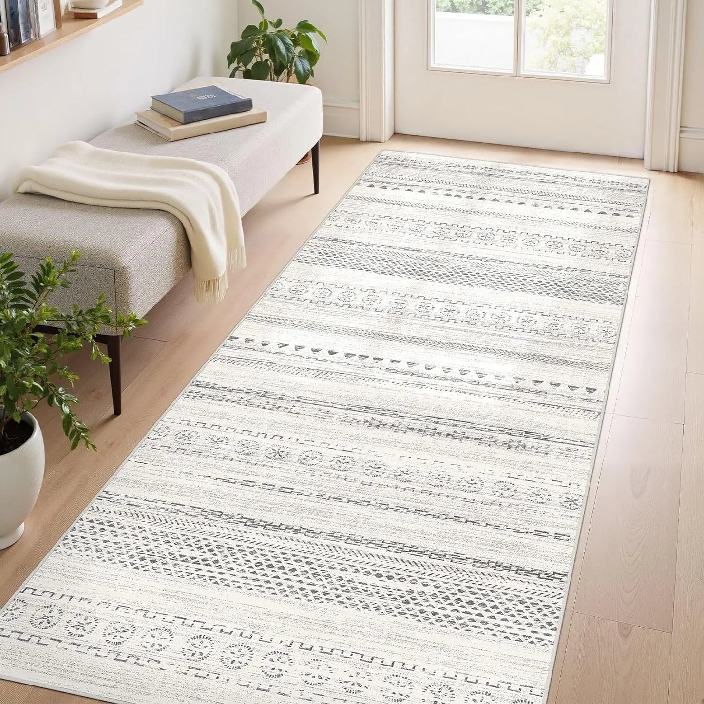 Eprolo Washable Boho Farmhouse Moroccan Geometric Indoor Carpet For Bedrooms