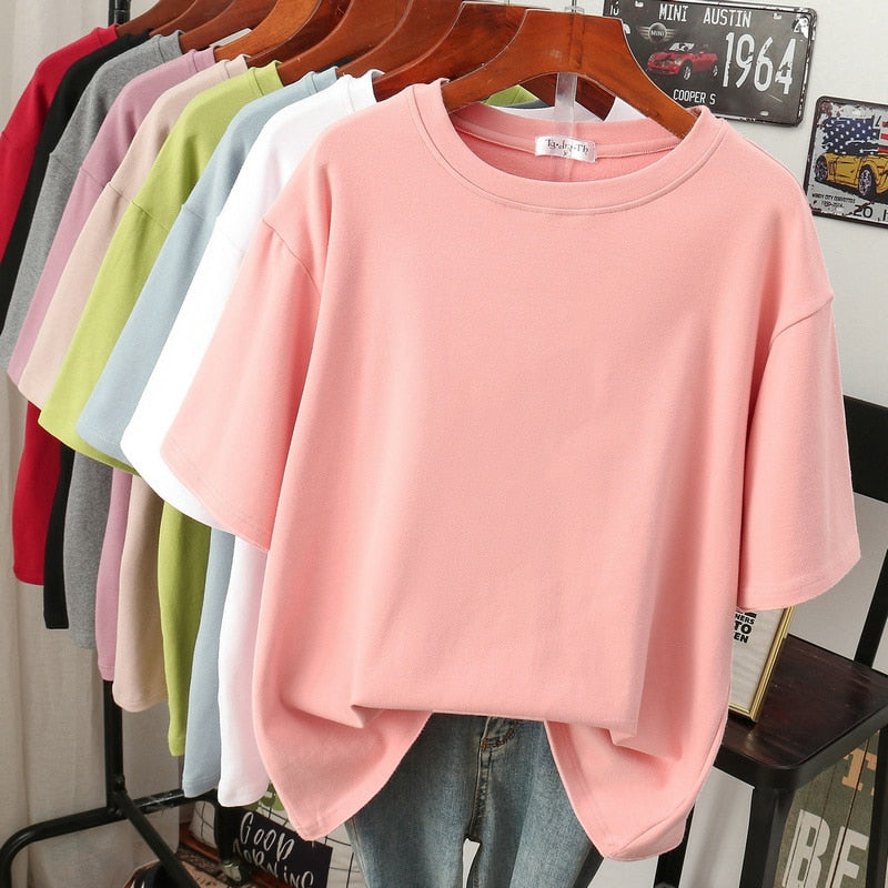 Street Wave Oversized Cotton Basic T Shirt For Women Breathable Loose Fit Casual Style